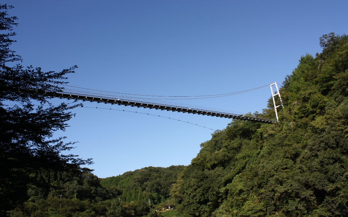 つり橋から望む伊賀市屈指の景勝地